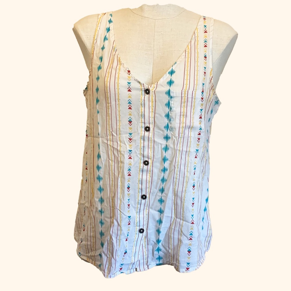 Natural Reflections Button Up Sleeveless Tank